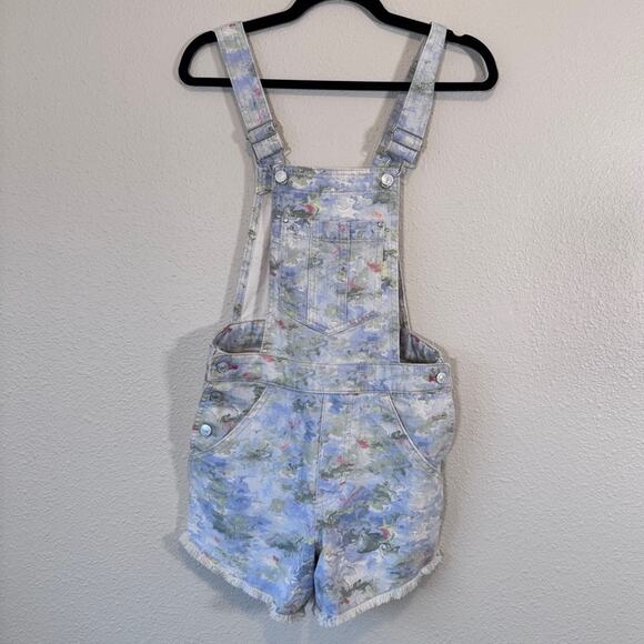 Pilcro Anthropologie Cut Off Denim Short Overalls Womens 25 Pastel Beachy Jean - Picture 1 of 12